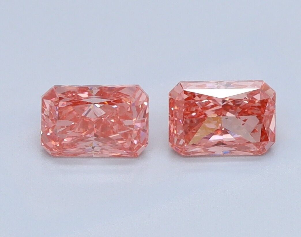 0.78 Pink Radiant Pair VS1 IGI Certified Lab Grown CVD Diamond Best for Earrings