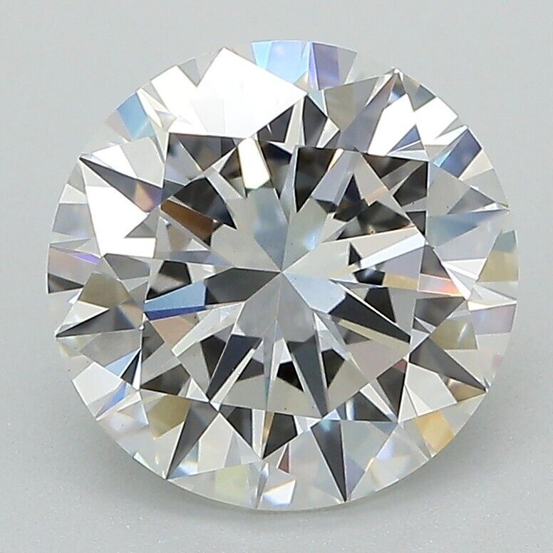 3.01 Ct Round 14 K Gold Ring With Lab Grown CVD Diamond G Color VS1 Clarity