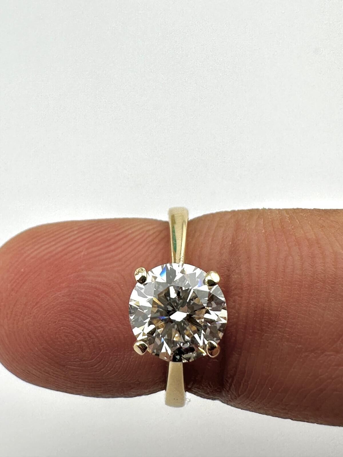 1.74 Ct Round I SI1 Lab Grown CVD Diamond Engagement 18K Gold Ring Size 5.25