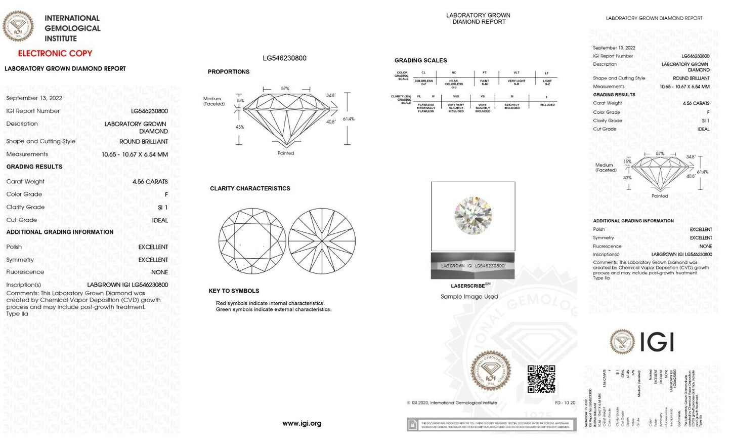 ROUND Cut 4.65 Ct Lab Grown IGI Certified CVD Diamond F Color SI1 Clarity