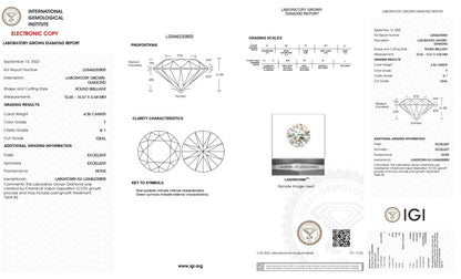 ROUND Cut 4.65 Ct Lab Grown IGI Certified CVD Diamond F Color SI1 Clarity