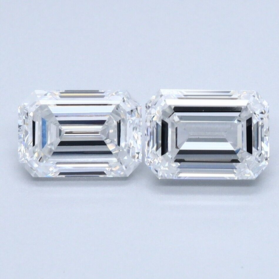 Lab Grown 2.02 Ct EMERALD Cut HPHT Diamond E Color VS1 Clarity Pair For Earrings