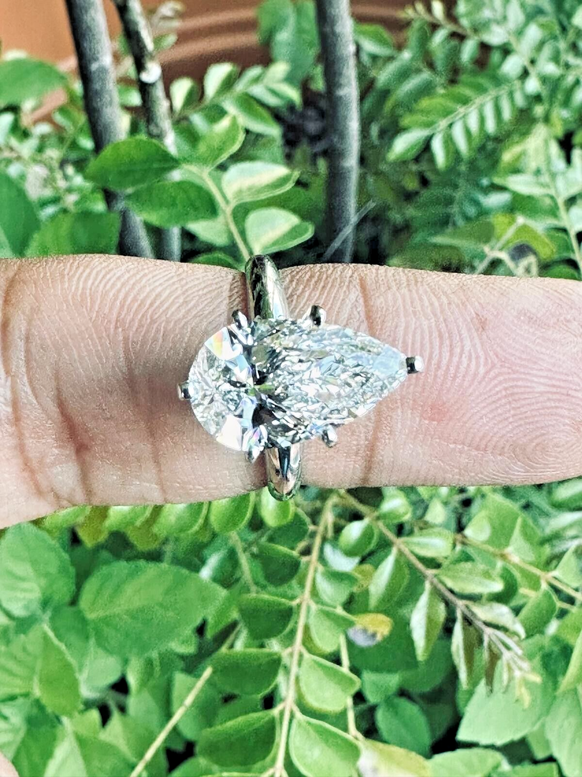 4.00 Ct Lab Grown PEAR CVD Diamond G/H VS2 14k Yellow Gold Engagement Ring