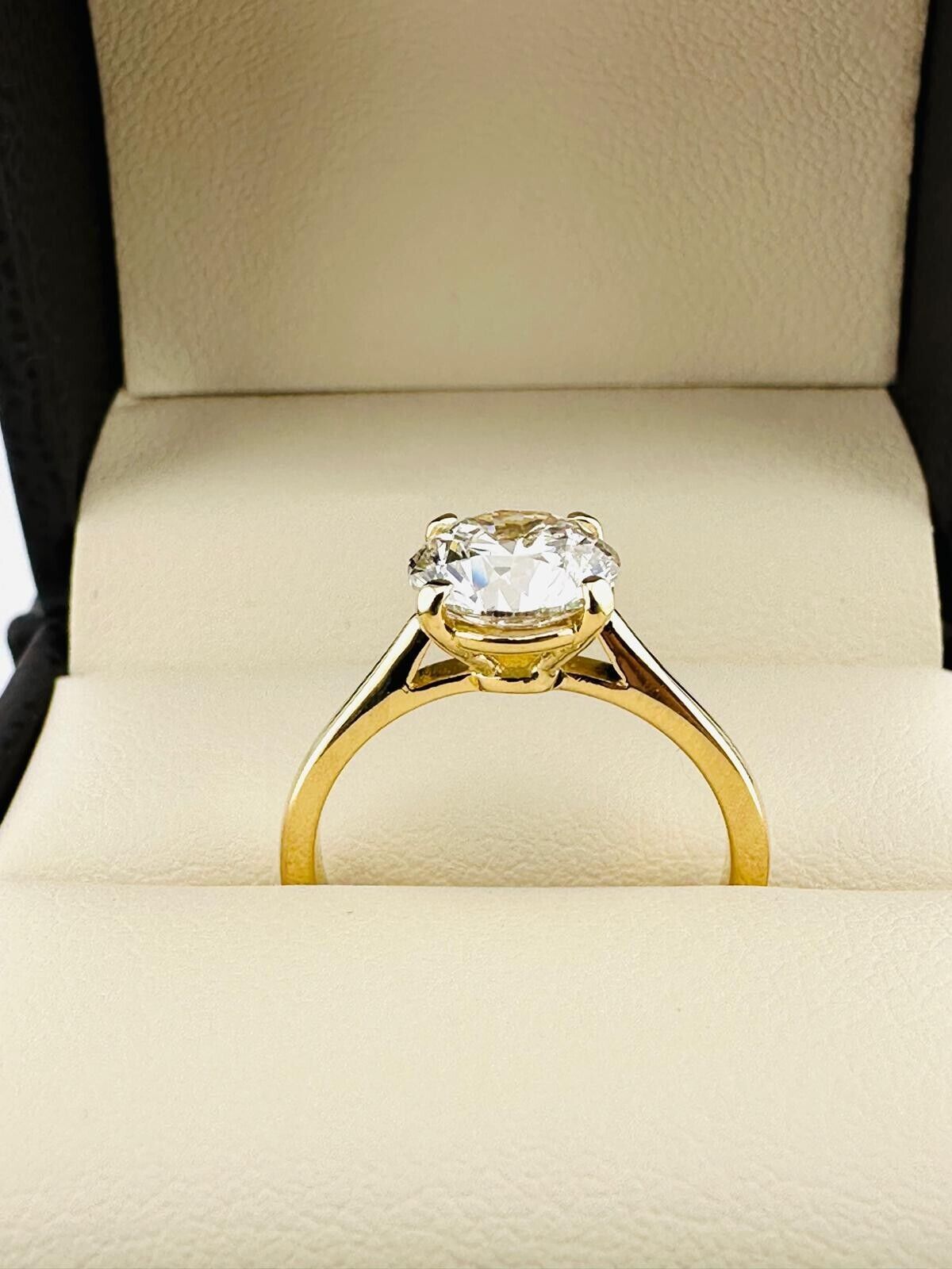 1.74 Ct Round I SI1 Lab Grown CVD Diamond Engagement 18K Gold Ring Size 5.25