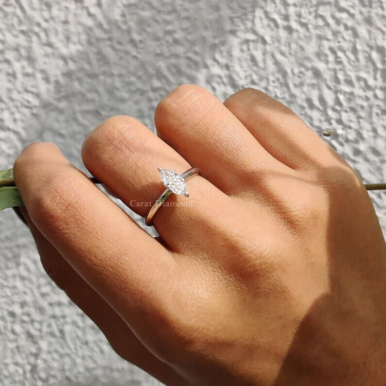 1.11 Ct Lab Grown OVAL CVD Diamond D VS1 14k WHITE Gold Engagement Ring