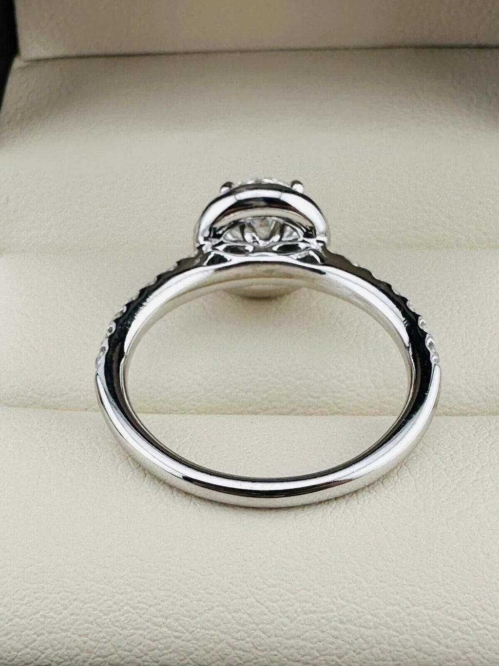 1.03 Ct Round EVS2 Lab Grown Diamond 14K Gold Ring Size 6.75 Natural Side Stone