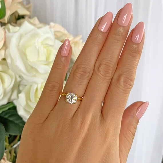 4 Prong Solitaire Ring 0.50 Ct Lab Grown CVD Diamond D VS1 14k YELLOW Gold