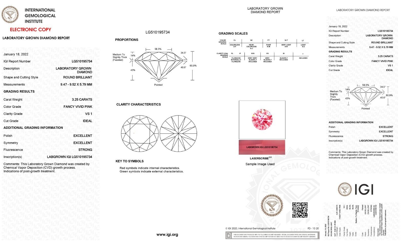 Round 3.25 cts Fancy Intense Pink VS1 IGI Certified CVD Lab Grown LOOSE Diamond