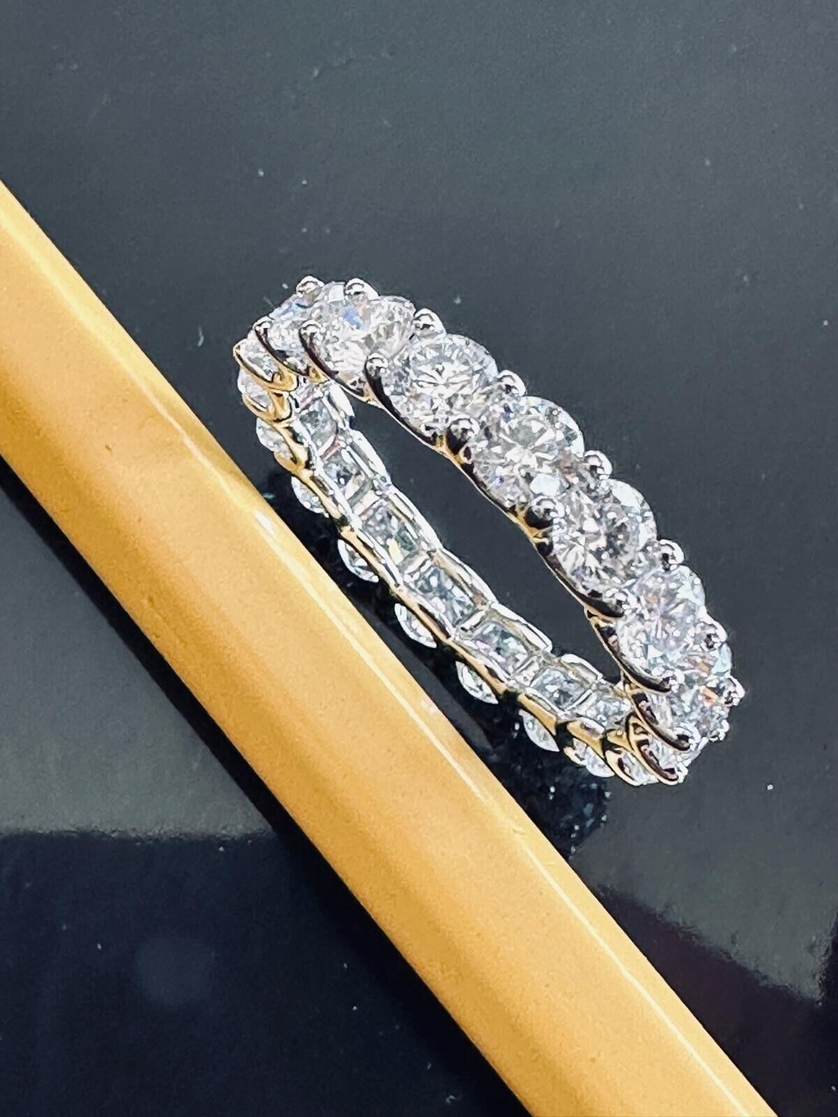 1.50 Cts Lab Grown Eternity Band HPHT Diamond F/G SI+ 14k WHITE Gold/Ring Size-6
