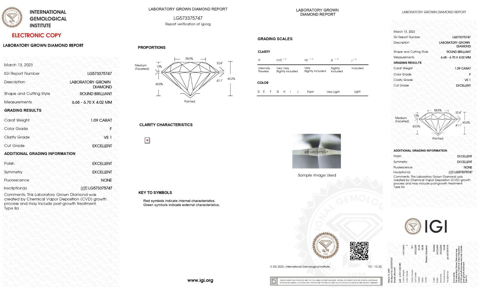 Lab Grown Diamond 1.09 CARET STONE- ROUND SHAPE  -VS1 -F COLOUR - IGI CERTIFIED