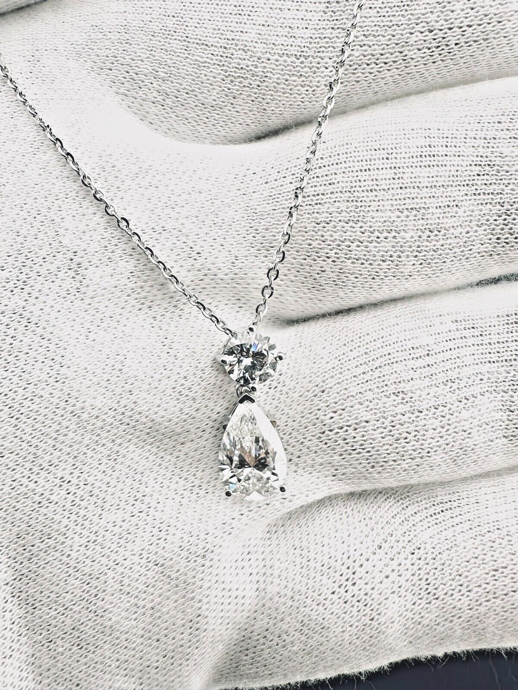 3.47 Cts F VS1 Lab Grown CVD Diamond Women Gift Fashion Pendent With Cable Chain