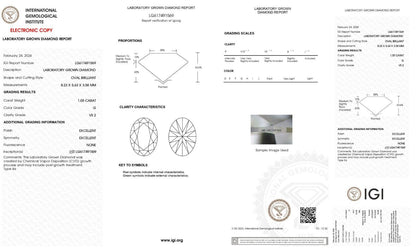 OVAL Cut Lab Grown 1.05 Ct G Color VS2 Clarity IGI Certified CVD Diamond