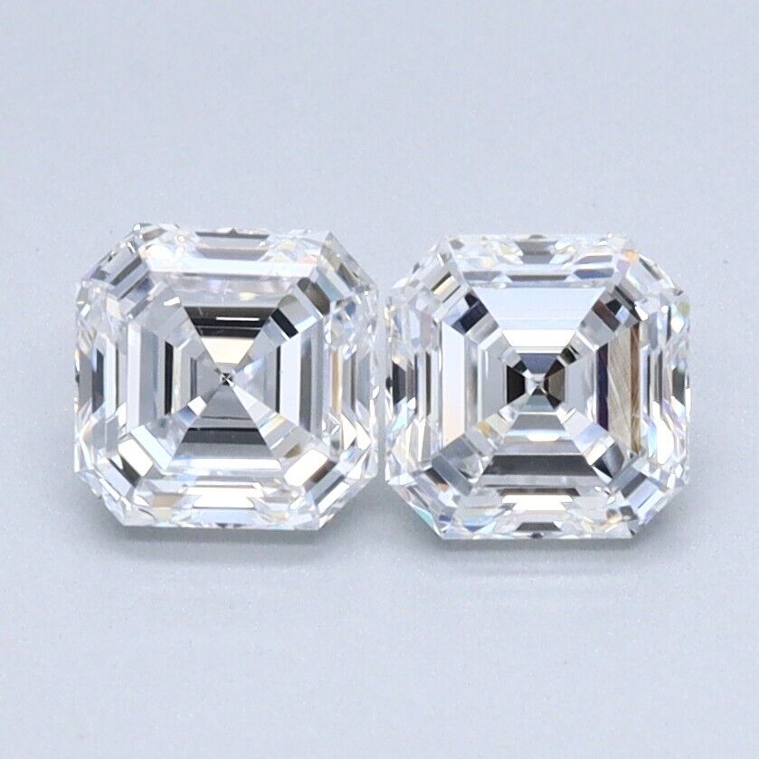 Lab Grown CVD Diamond ASSCHER Cut Match Pair 0.57 Cts E Color VS1 Clarity