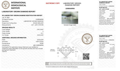 Round Cut 0.90 Cts IGI Certified Lab Grown CVD Diamond E Color VS1 Clarity