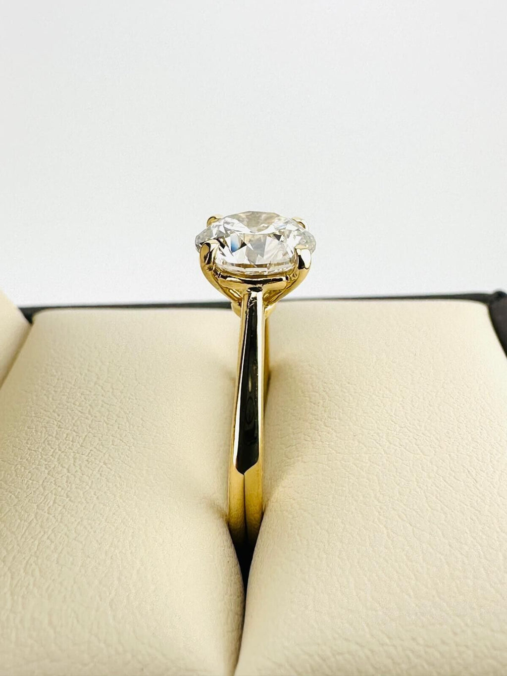 1.74 Ct Round I SI1 Lab Grown CVD Diamond Engagement 18K Gold Ring Size 5.25