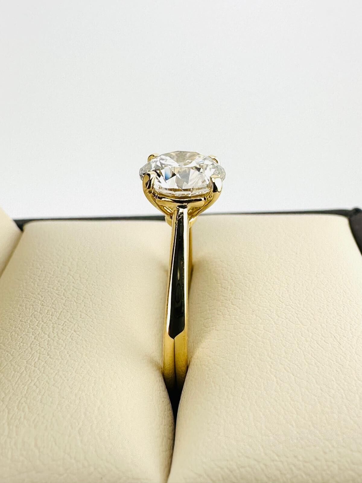 1.74 Ct Round I SI1 Lab Grown CVD Diamond Engagement 18K Gold Ring Size 5.25