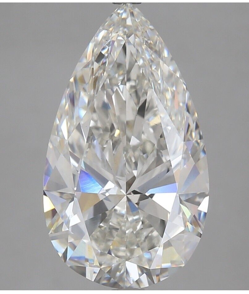 6.60  Carats Lab Grown Pear CVD Diamond G VS1 14k White Gold Engagement Ring