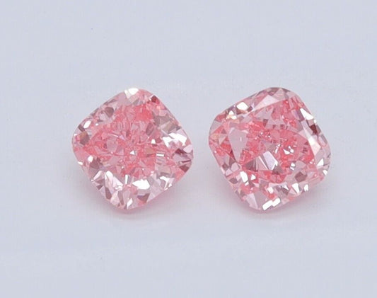 0.33 Pink CUSHION Pair VS1 IGI Certified Lab Grown CVD Diamond Best for Earring