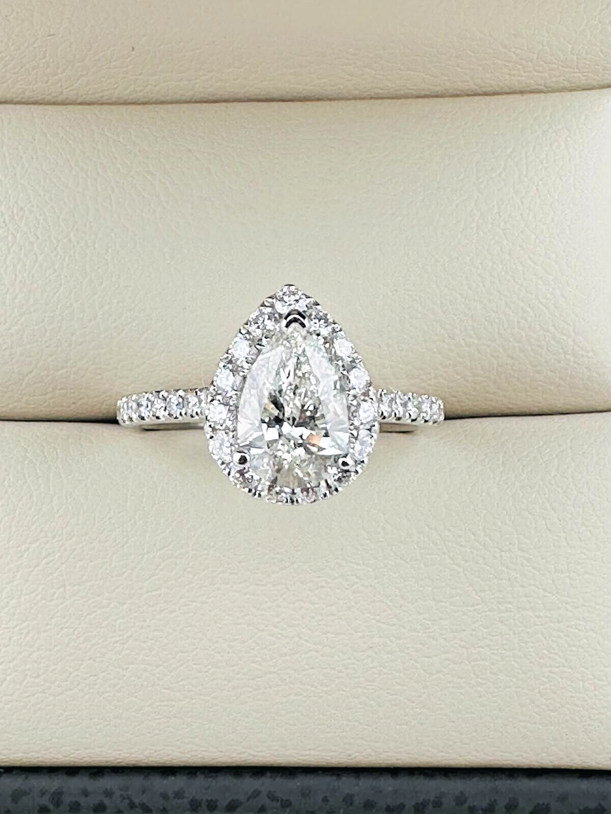 1.01 Ct PEAR G SI2 Lab Grown CVD Diamond Engagement 14K Gold Ring Size 5