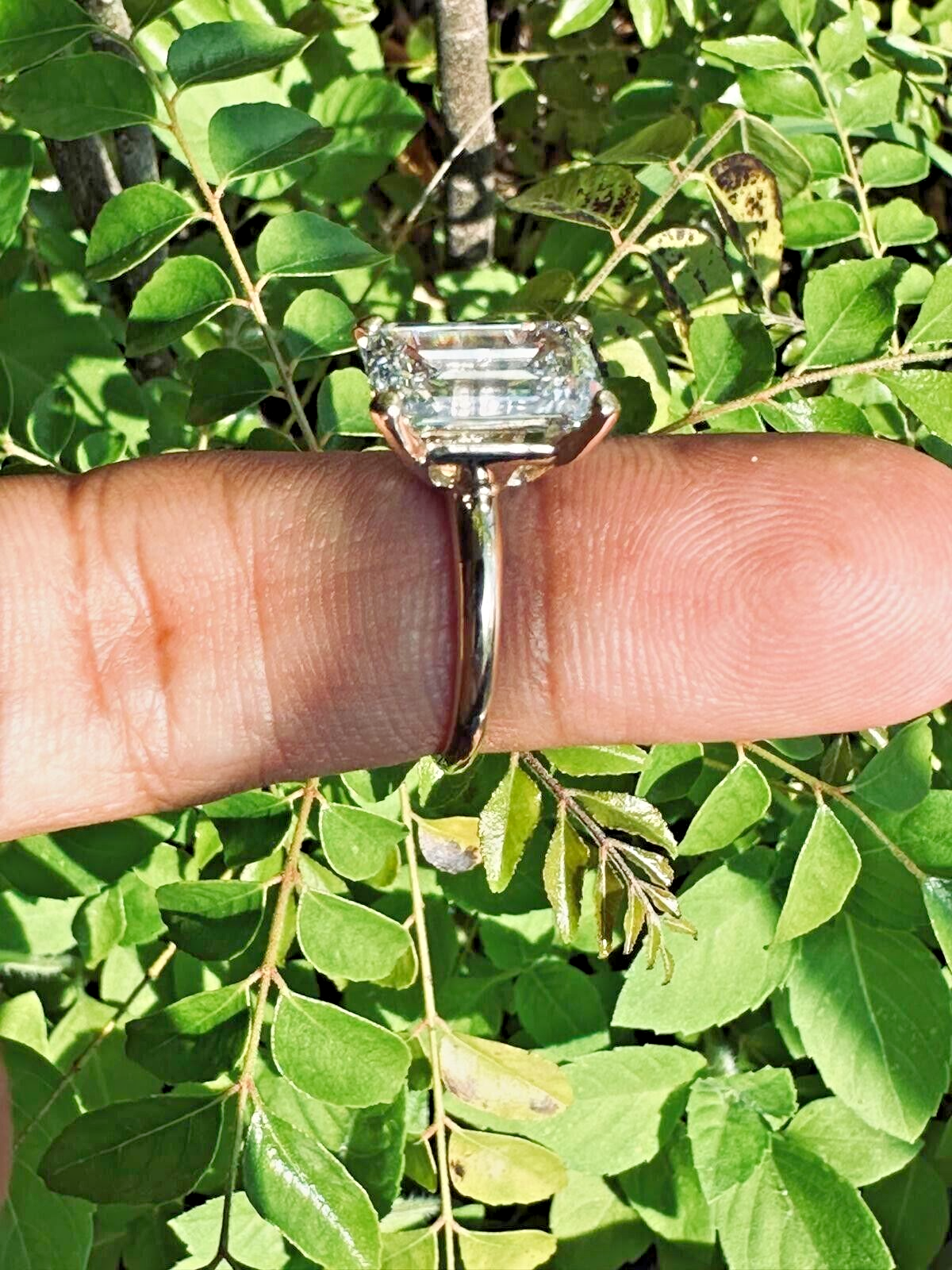 5.12 Ct Lab Grown EMERALD CVD Diamond H/I SI1-2 14k Yellow Gold Engagement Ring