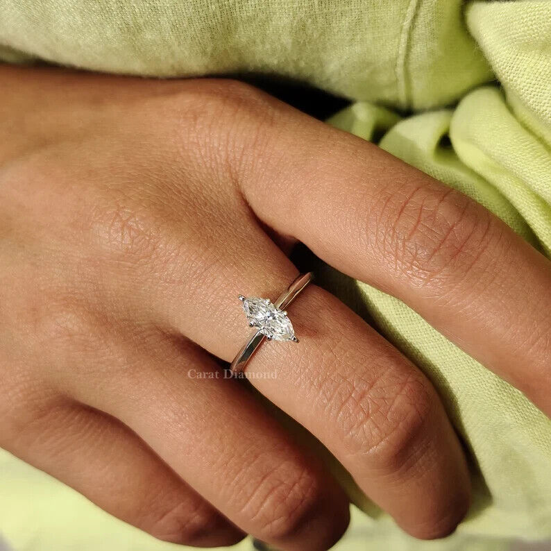 1.11 Ct Lab Grown OVAL CVD Diamond D VS1 14k WHITE Gold Engagement Ring