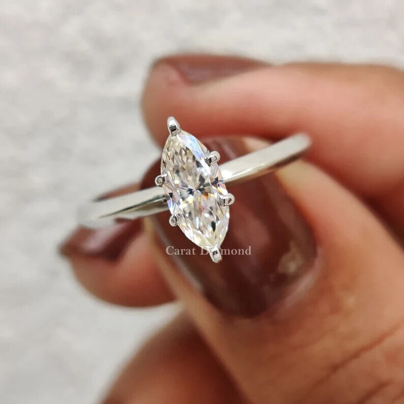1.11 Ct Lab Grown OVAL CVD Diamond D VS1 14k WHITE Gold Engagement Ring