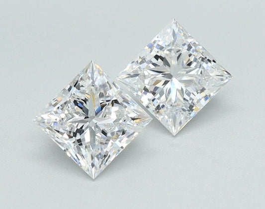 PRINCESS Cut PAIR Lab Grown 1.01 Cts CVD Diamond E Color VS1 Clarity PAIR