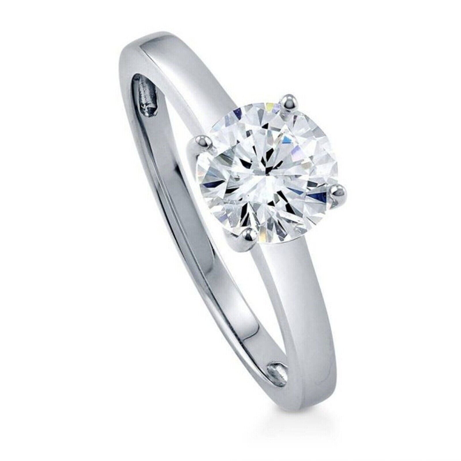 1 Ct D/VS1 Round CVD Lab Grown Diamond Engagement & Wedding 14K Gold Ring
