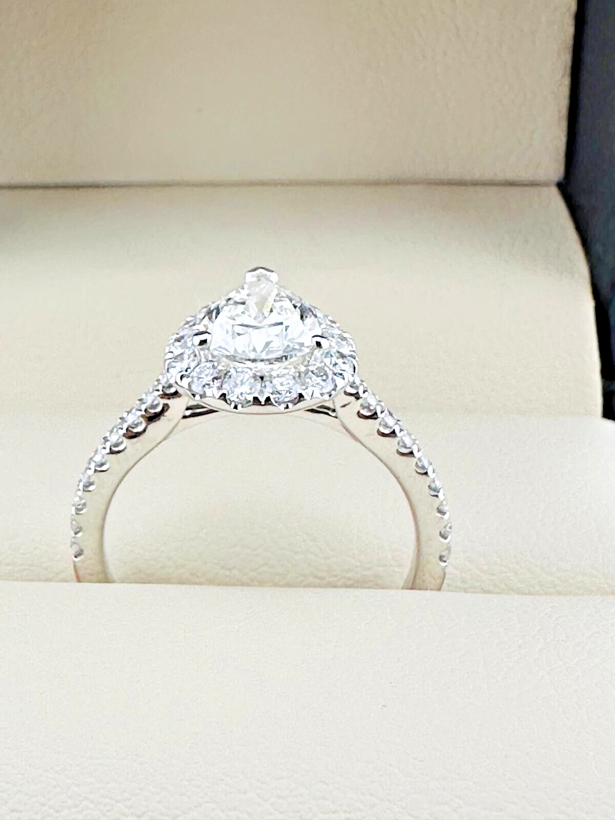 1.01 Ct PEAR G SI2 Lab Grown CVD Diamond Engagement 14K Gold Ring Size 5