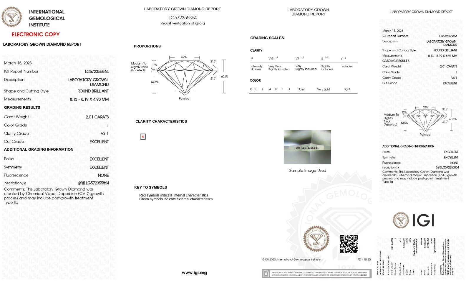 Round Excellent Cut 2.01 Cts I VS1 IGI Certified CVD Lab Grown Loose Diamonds