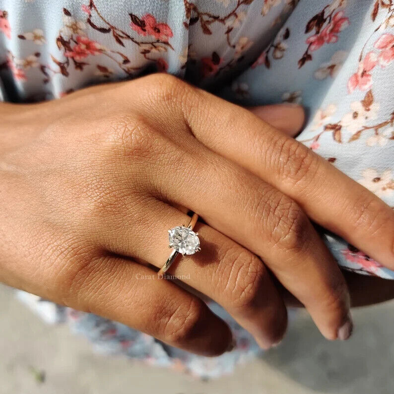 1.01 Ct Lab Grown OVAL CVD Diamond D VS1 14k Yellow Gold Engagement Ring
