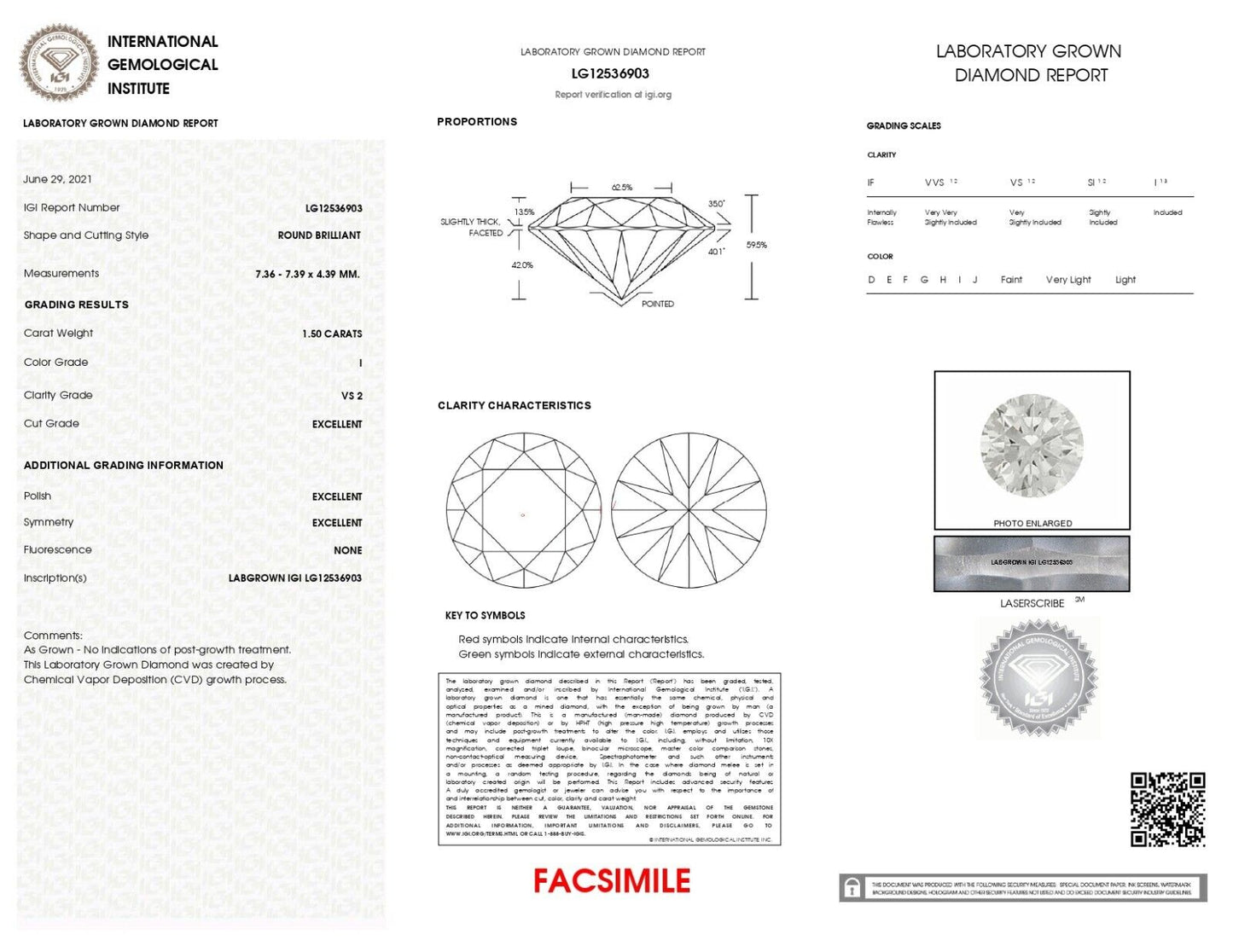 Round 1.50 Cts I Color VS2 IGI Certified Lab Grown CVD Diamond Jewelry Making