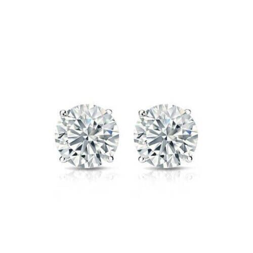 2.00cts E/F VS Clarity 14K white Gold Earrings Lab Grown CVD Screw Back Studs