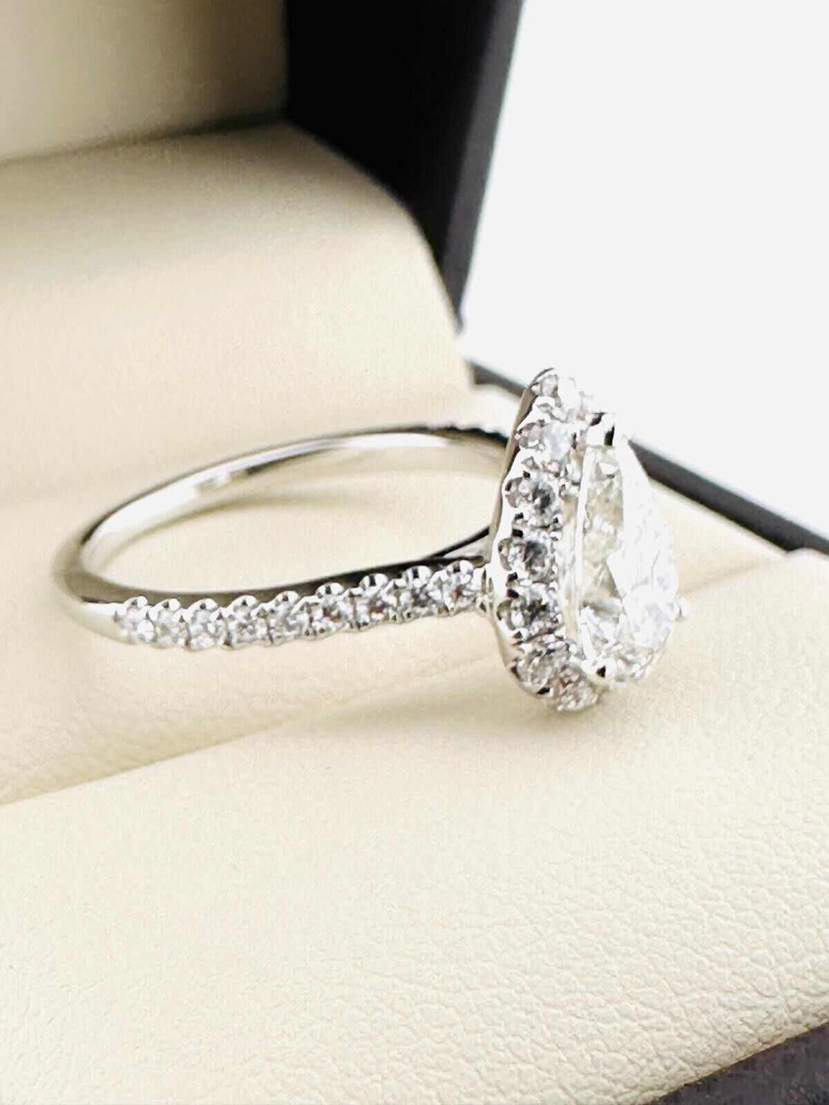1.01 Ct PEAR G SI2 Lab Grown CVD Diamond Engagement 14K Gold Ring Size 5