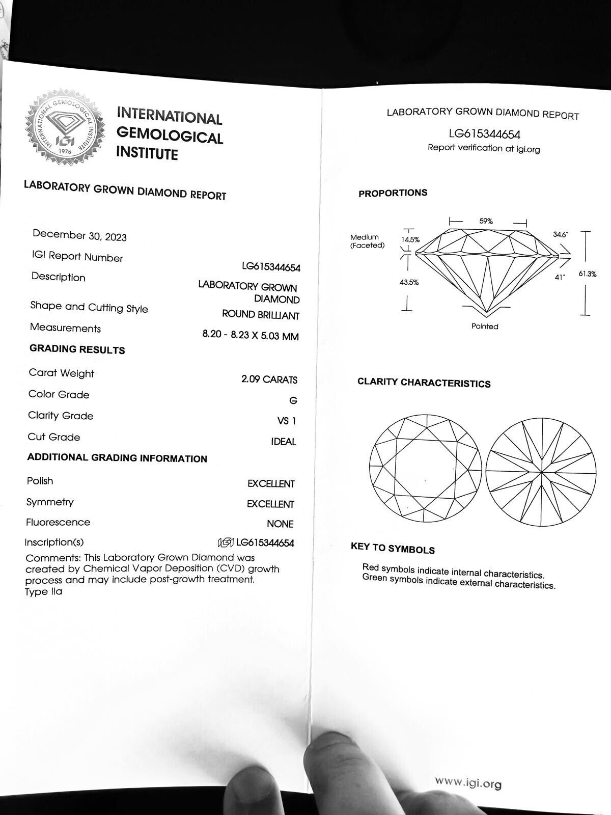 Solitaire Lab Grown Round Diamond Engagement Ring 2.09 Cts G VS1 14k White Gold