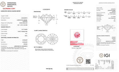 Round 2.67ct Fancy Intense Pink VS1 IGI Certified CVD Lab Grown LOOSE Diamond