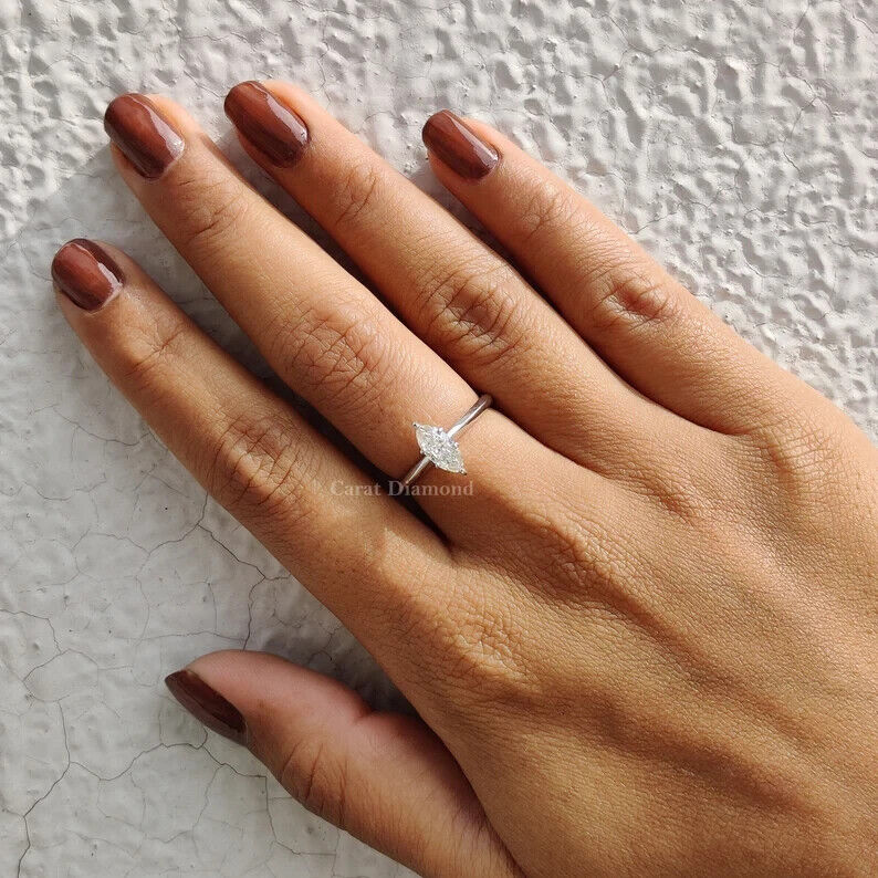 1.11 Ct Lab Grown OVAL CVD Diamond D VS1 14k WHITE Gold Engagement Ring