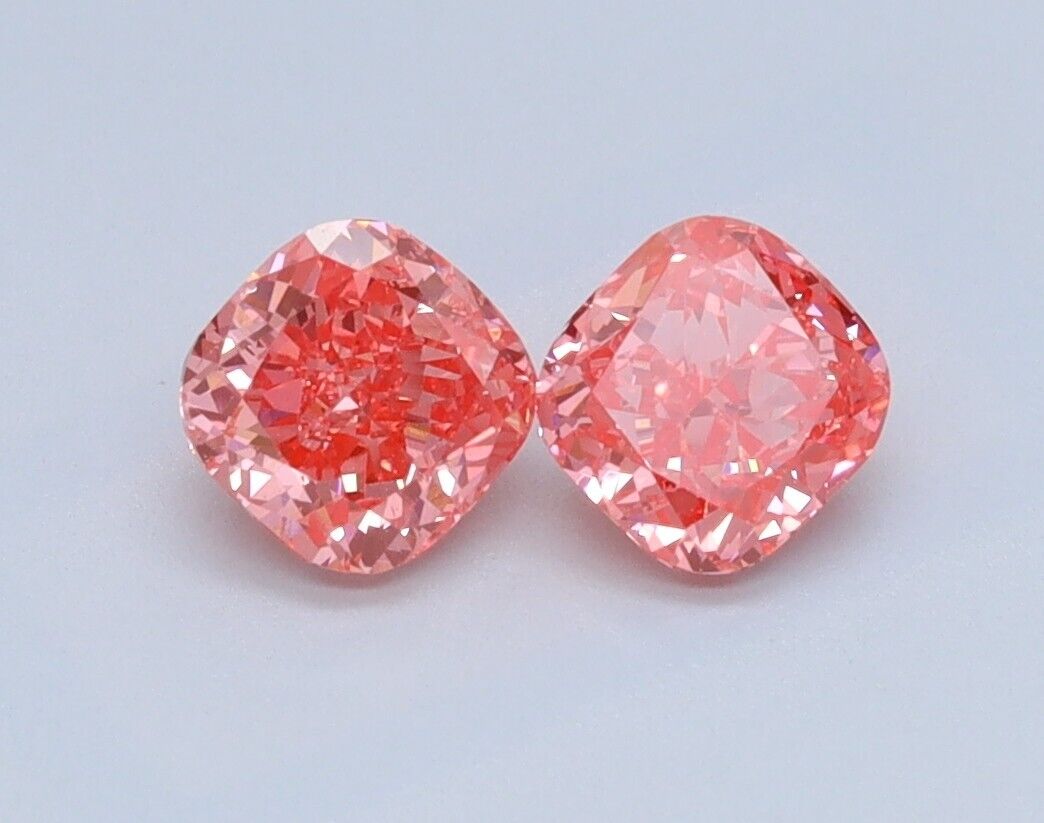 0.80 Pink CUSHION Pair VS1 IGI Certified Lab Grown CVD Diamond Best for Earring