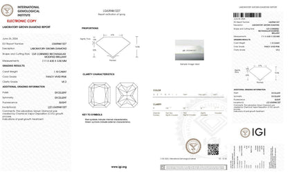 Radiant 1.10 carat Fancy Vivid Pink VS2 IGI Certified Lab Grown CVD Diamond