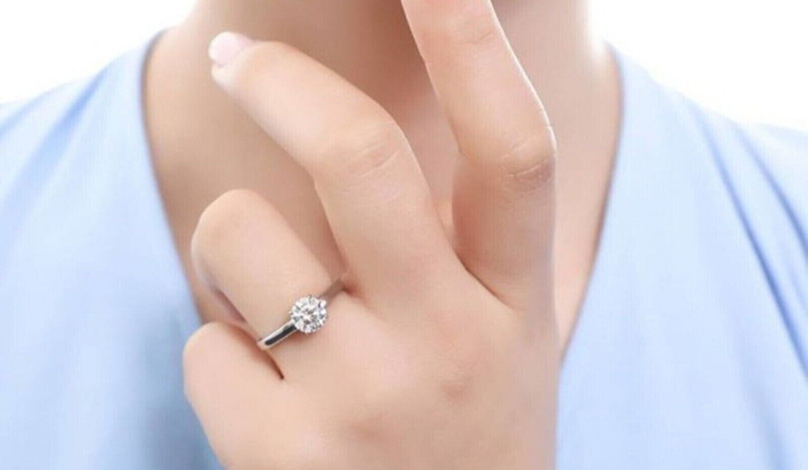 1 Ct D/VS1 Round CVD Lab Grown Diamond Engagement & Wedding 14K Gold Ring