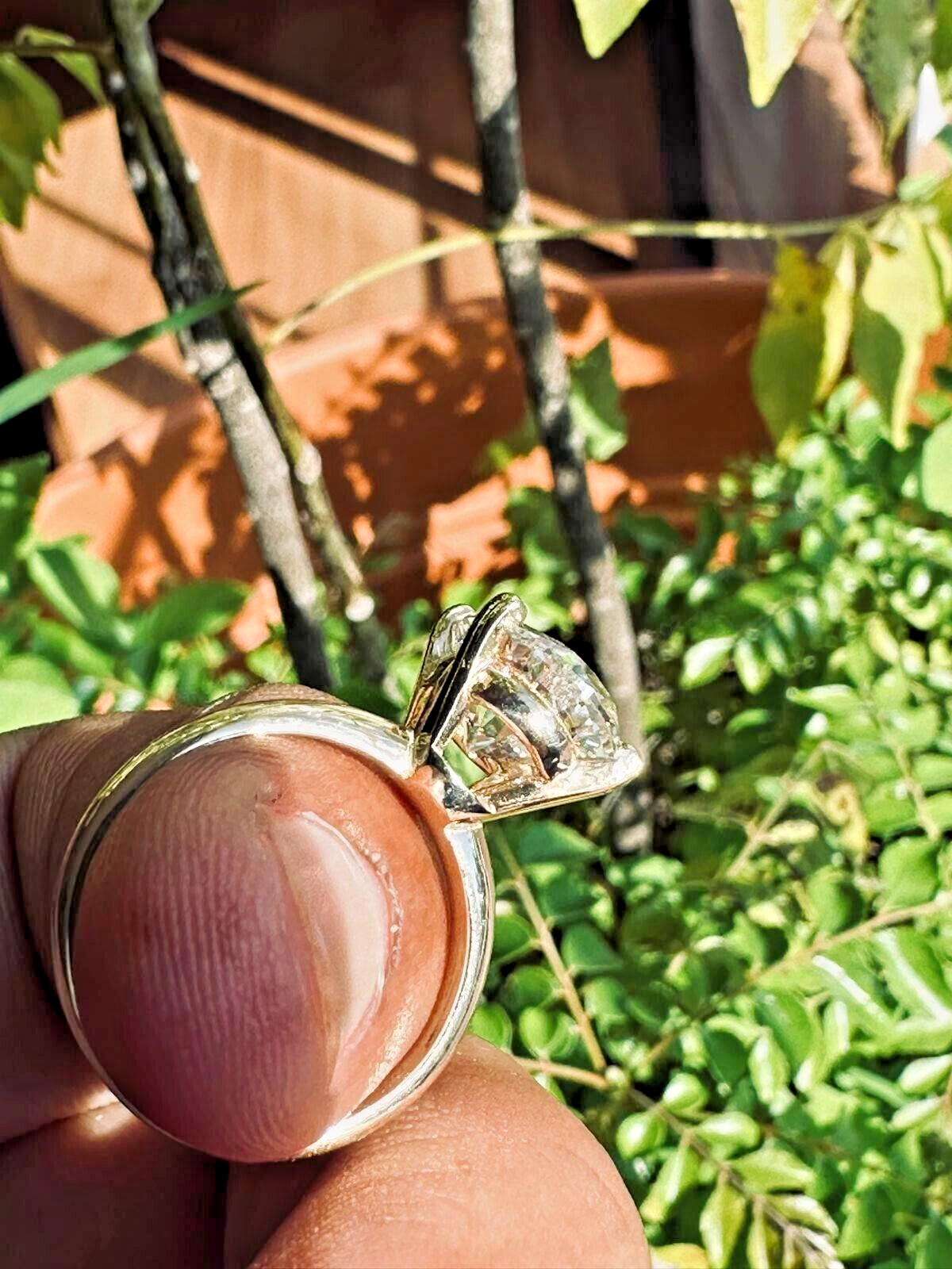 4.87 Ct Lab Grown OVAL CVD Diamond G/H SI1-2 14k Yellow Gold Engagement Ring