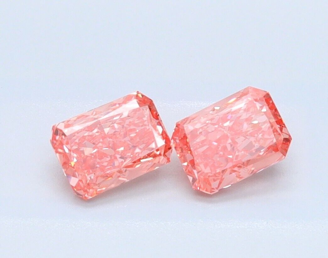 0.76 Pink Radiant Pair VS1 IGI Certified Lab Grown CVD Diamond Best for Earrings