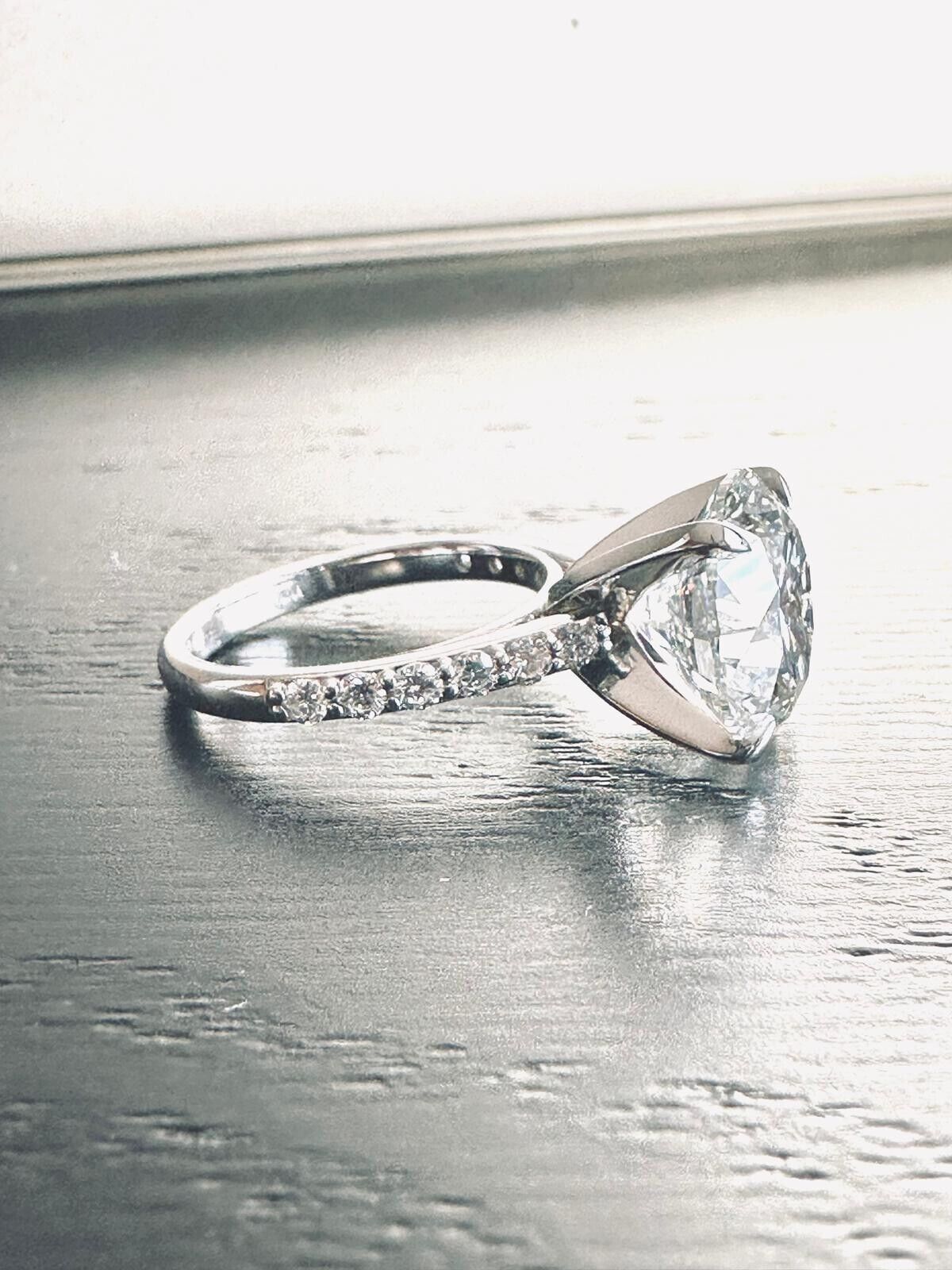 Solitaire Lab Grown Ring 7.04 Cts G VS1 Round Diamond Engagement 14k White Gold