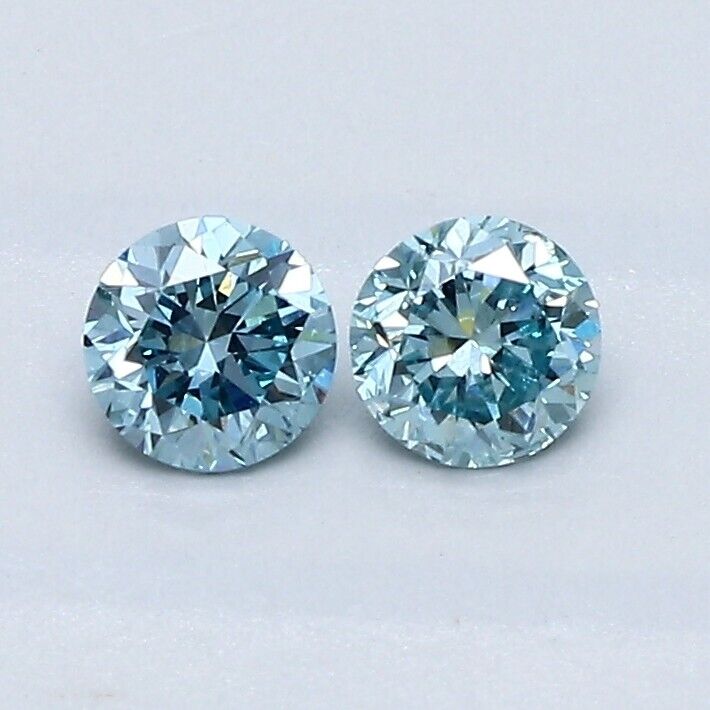 0.38 BLUE ROUND Pair VS1 IGI Certified Lab Grown CVD Diamond Best for Earring