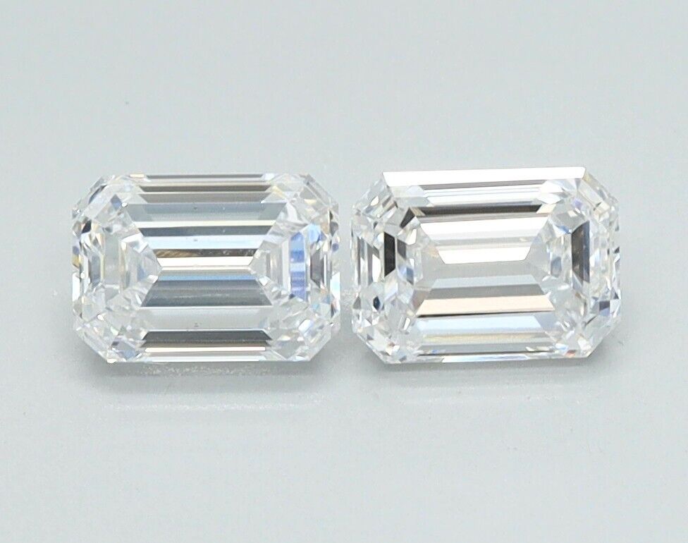 Lab Grown 1.47 Ct EMERALD Cut HPHT Diamond E Color VS1 Clarity Pair For Earrings
