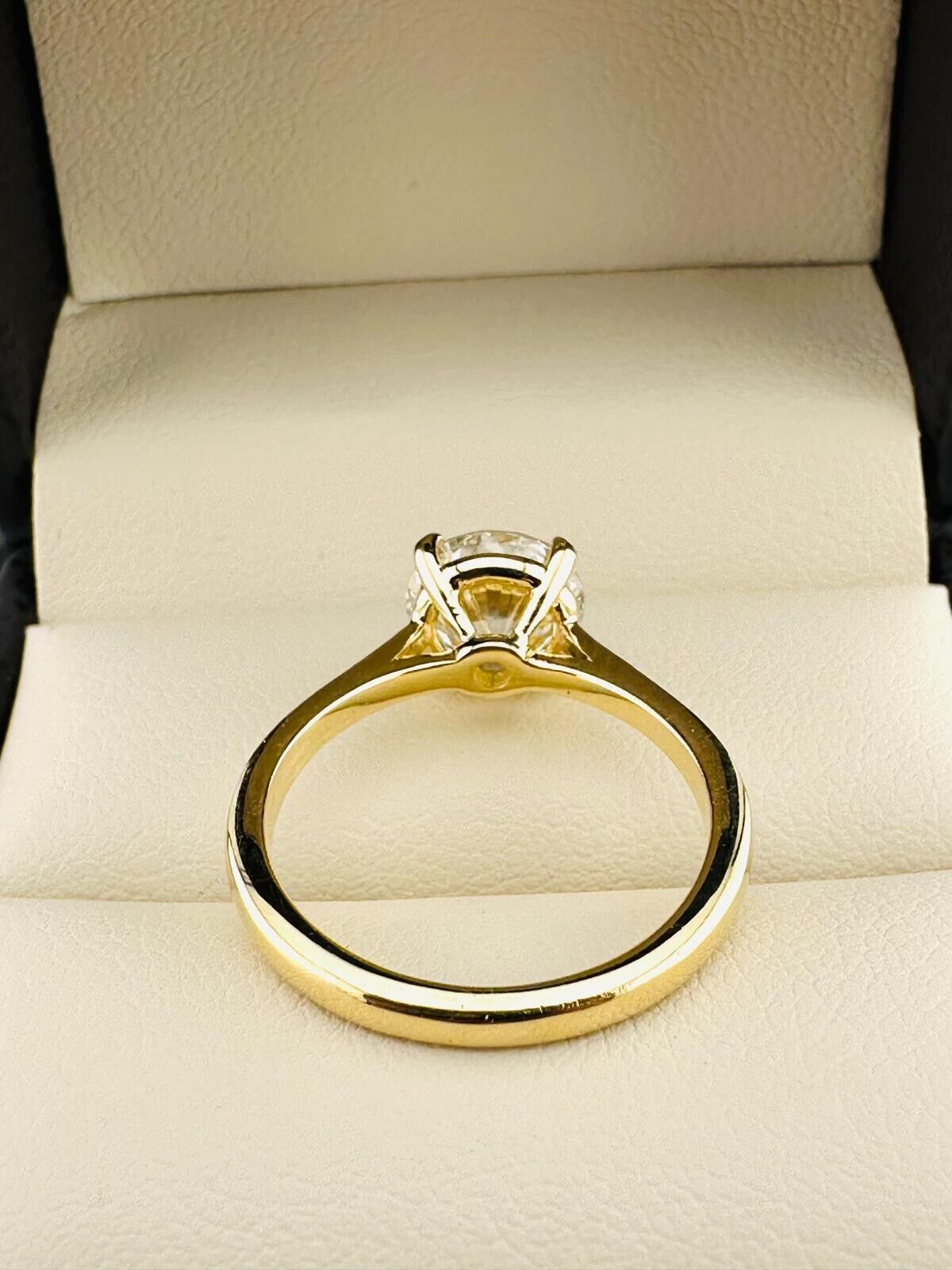 1.74 Ct Round I SI1 Lab Grown CVD Diamond Engagement 18K Gold Ring Size 5.25