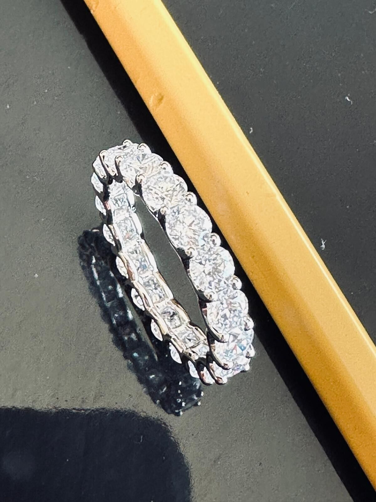 1.50 Cts Lab Grown Eternity Band HPHT Diamond F/G SI+ 14k WHITE Gold/Ring Size-6