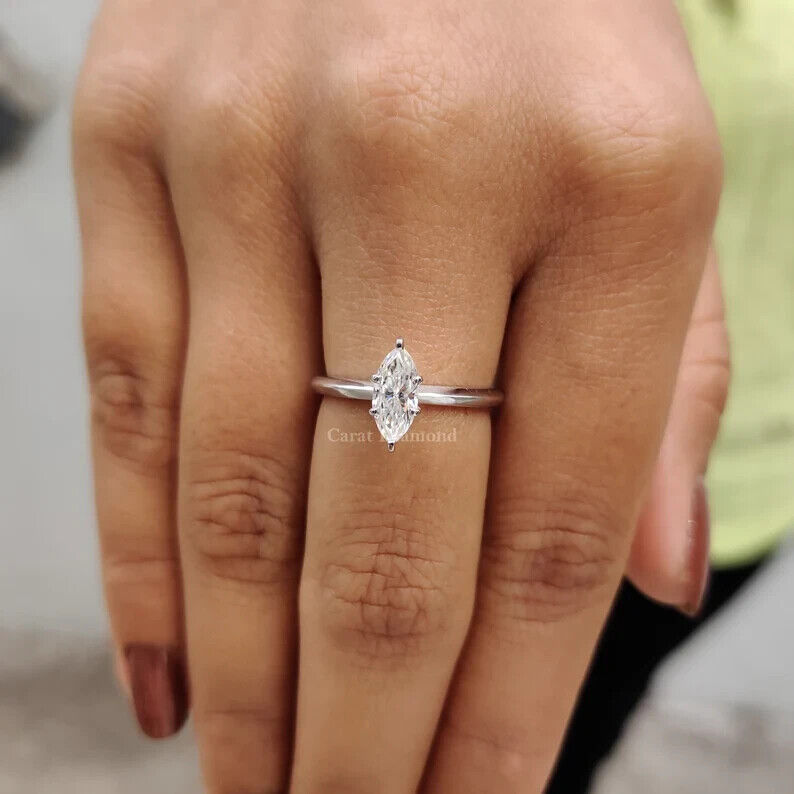 1.11 Ct Lab Grown OVAL CVD Diamond D VS1 14k WHITE Gold Engagement Ring
