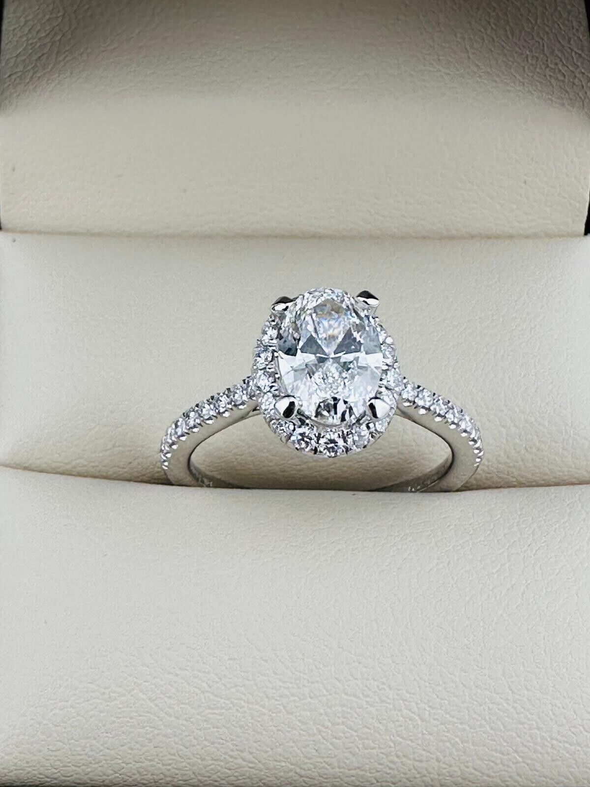 1.09 Ct OVAL E VS1 Lab Grown Diamond 14K Gold Ring Size 6.25 Natural Side Stone