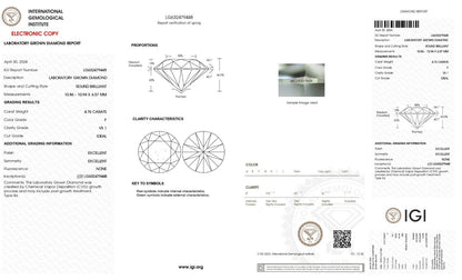 ROUND Cut 4.74 Ct Lab Grown IGI Certified CVD Diamond F Color VS1 Clarity